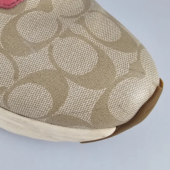 Coach Signature 270 Shoes Women's Size 10 Tech Runner Tan Pink Lace Up Sneakers - Picture 15 of 16